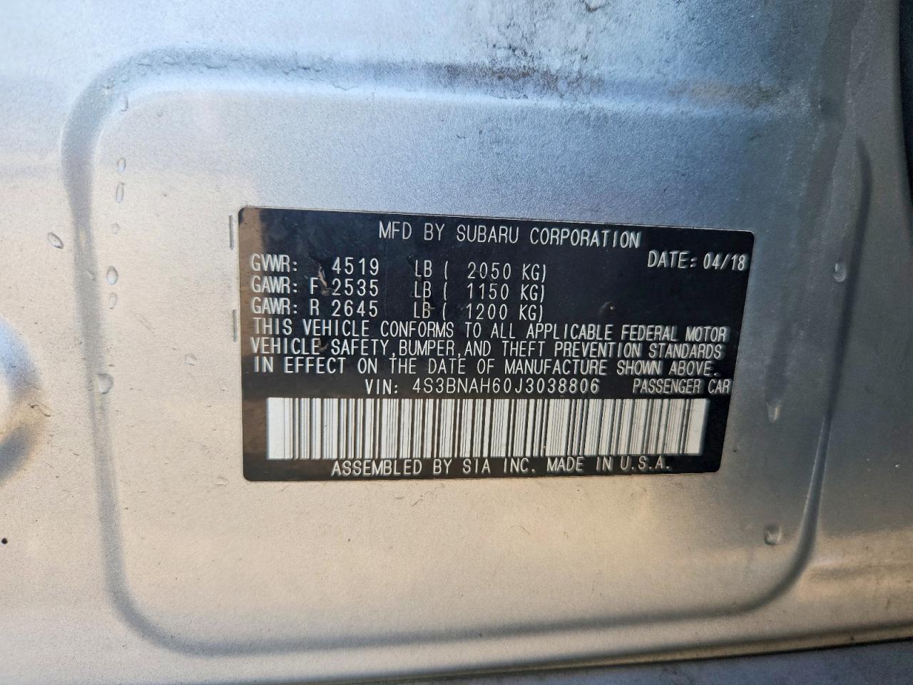 2018 SUBARU Legacy