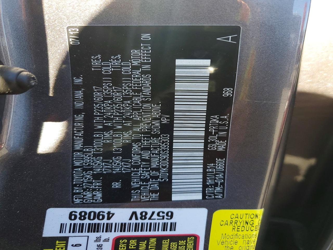 2013 TOYOTA SIENNA