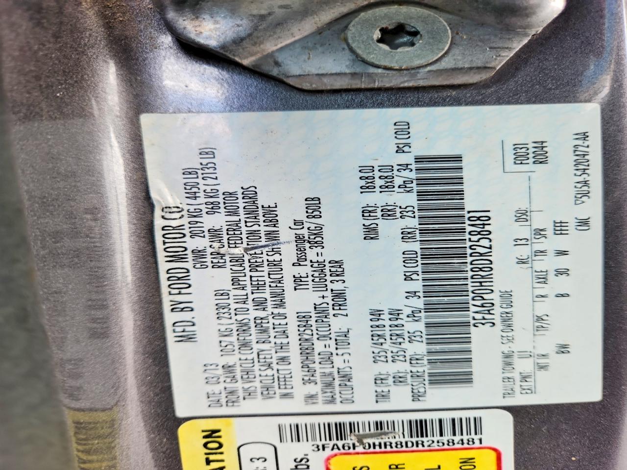2013 FORD FUSION