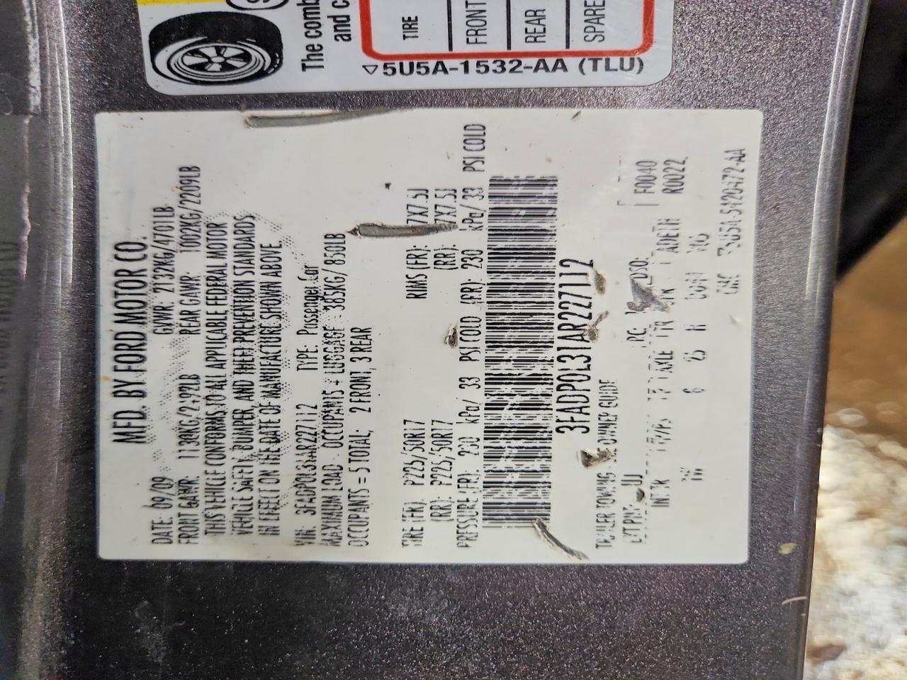 2010 FORD FUSION