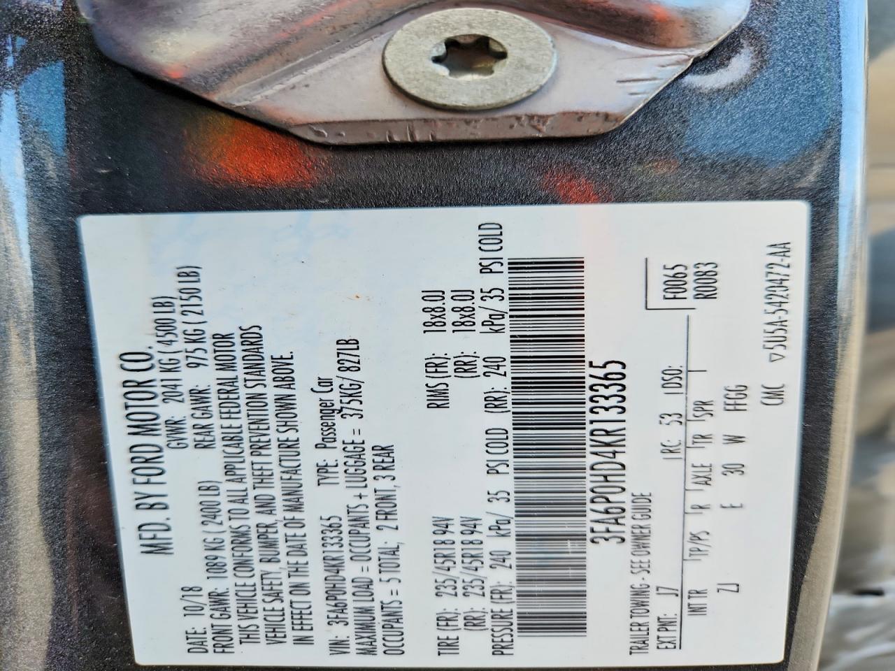 2019 FORD FUSION