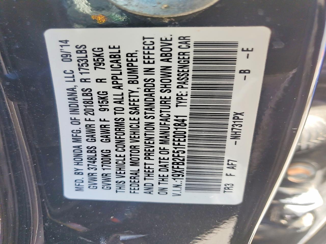 2015 HONDA CIVIC
