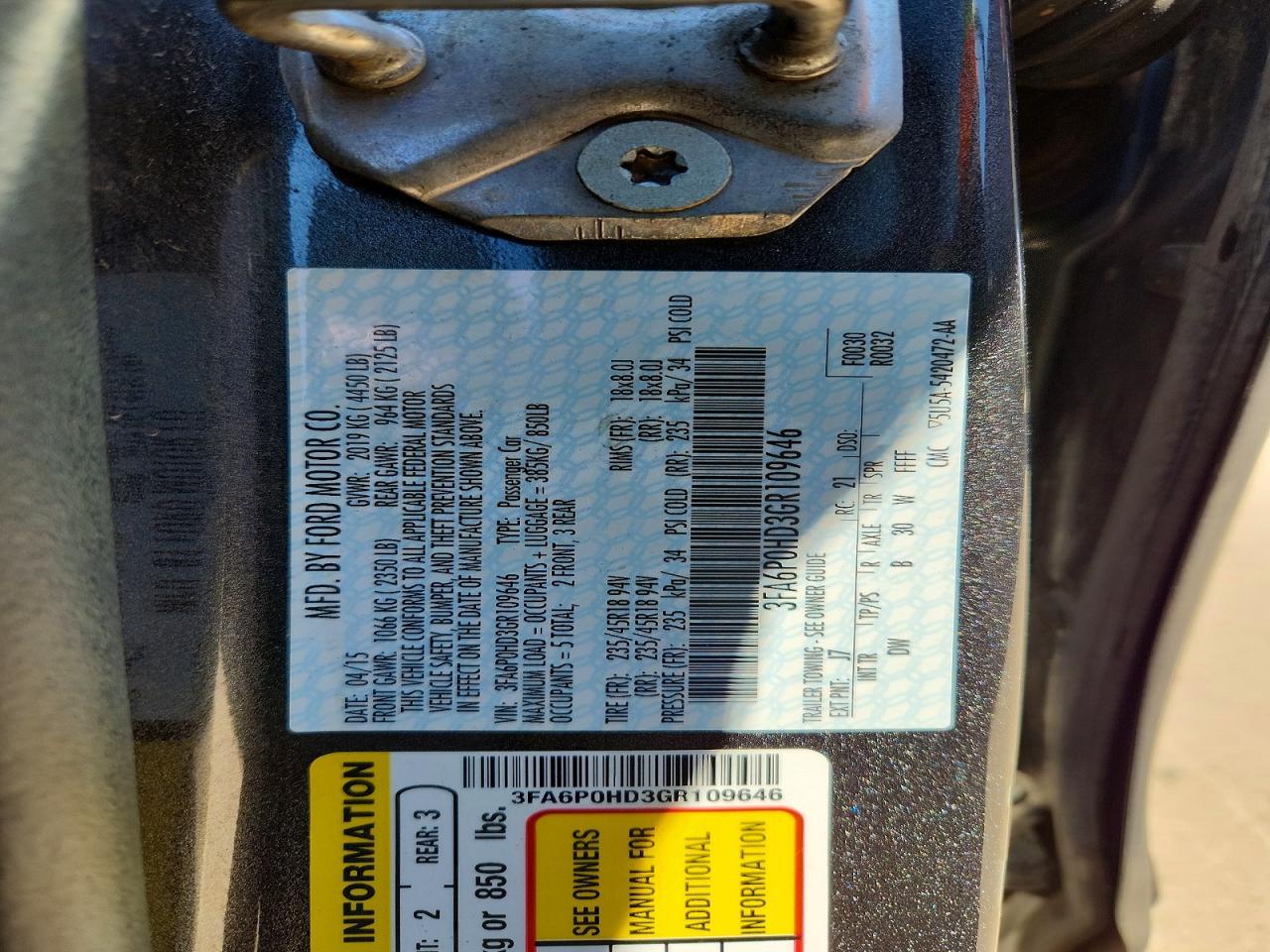 2016 FORD FUSION