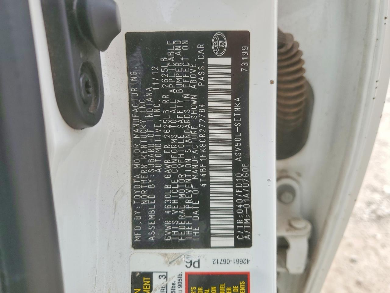 2012 TOYOTA CAMRY