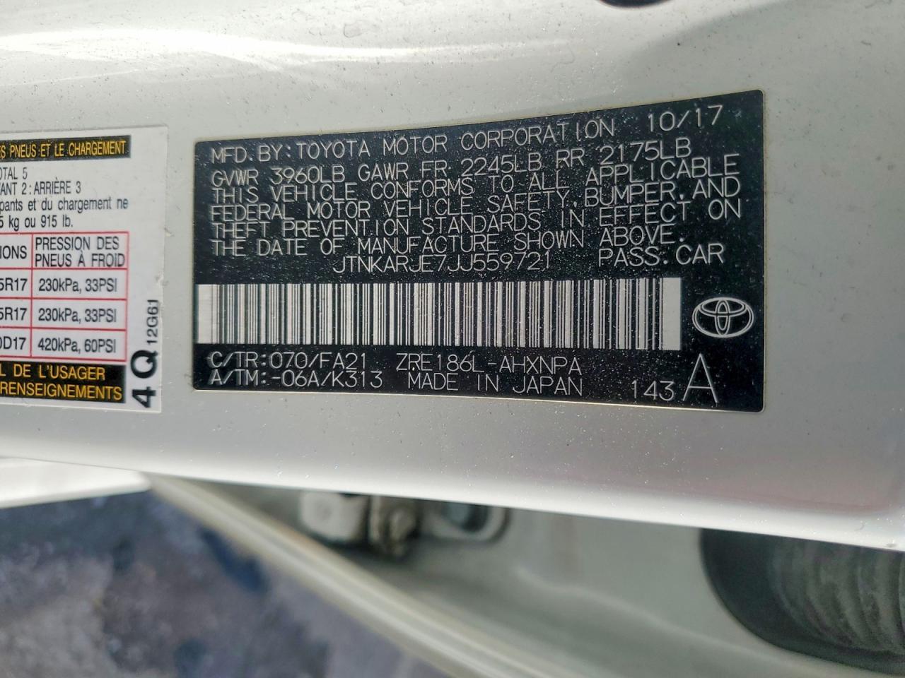 2018 TOYOTA COROLLA