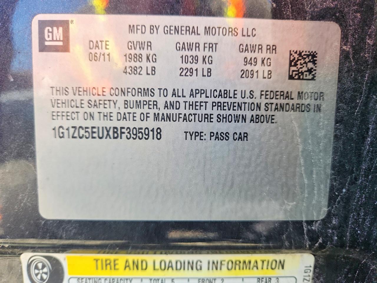 2011 CHEVROLET MALIBU