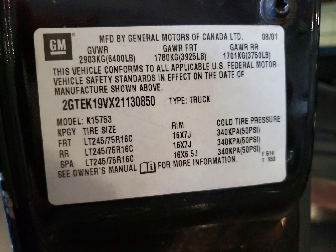 2002 GMC SIERRA 1500