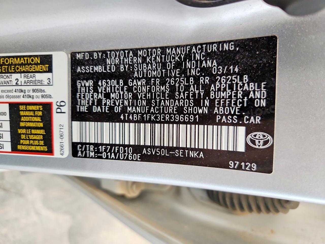 2014 TOYOTA CAMRY