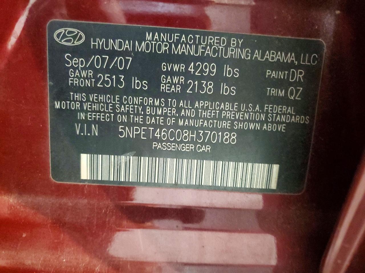 2008 HYUNDAI SONATA
