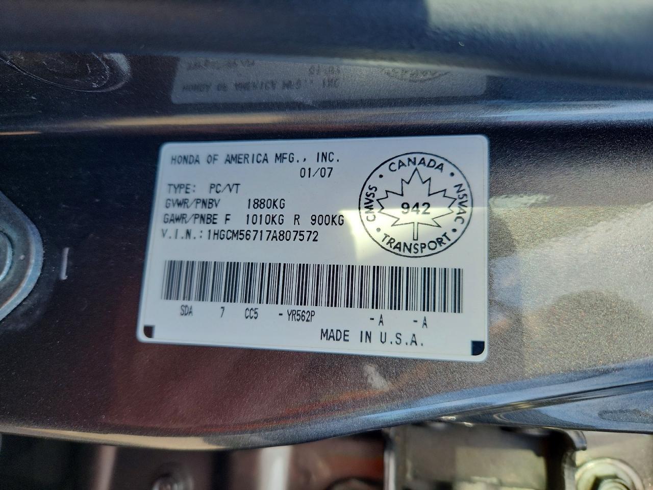 2007 HONDA ACCORD