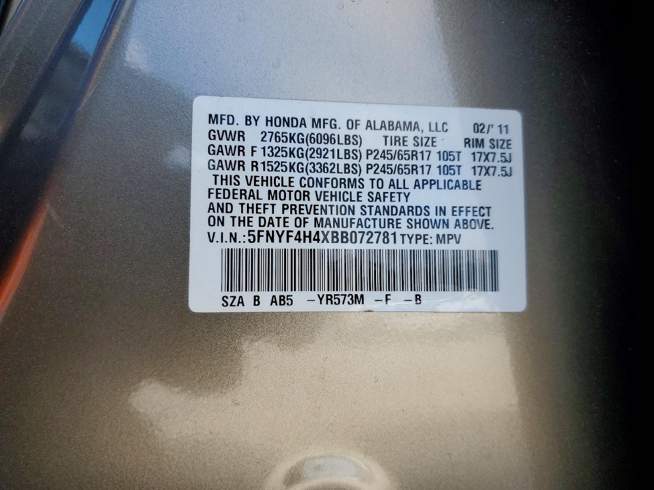 2011 HONDA PILOT