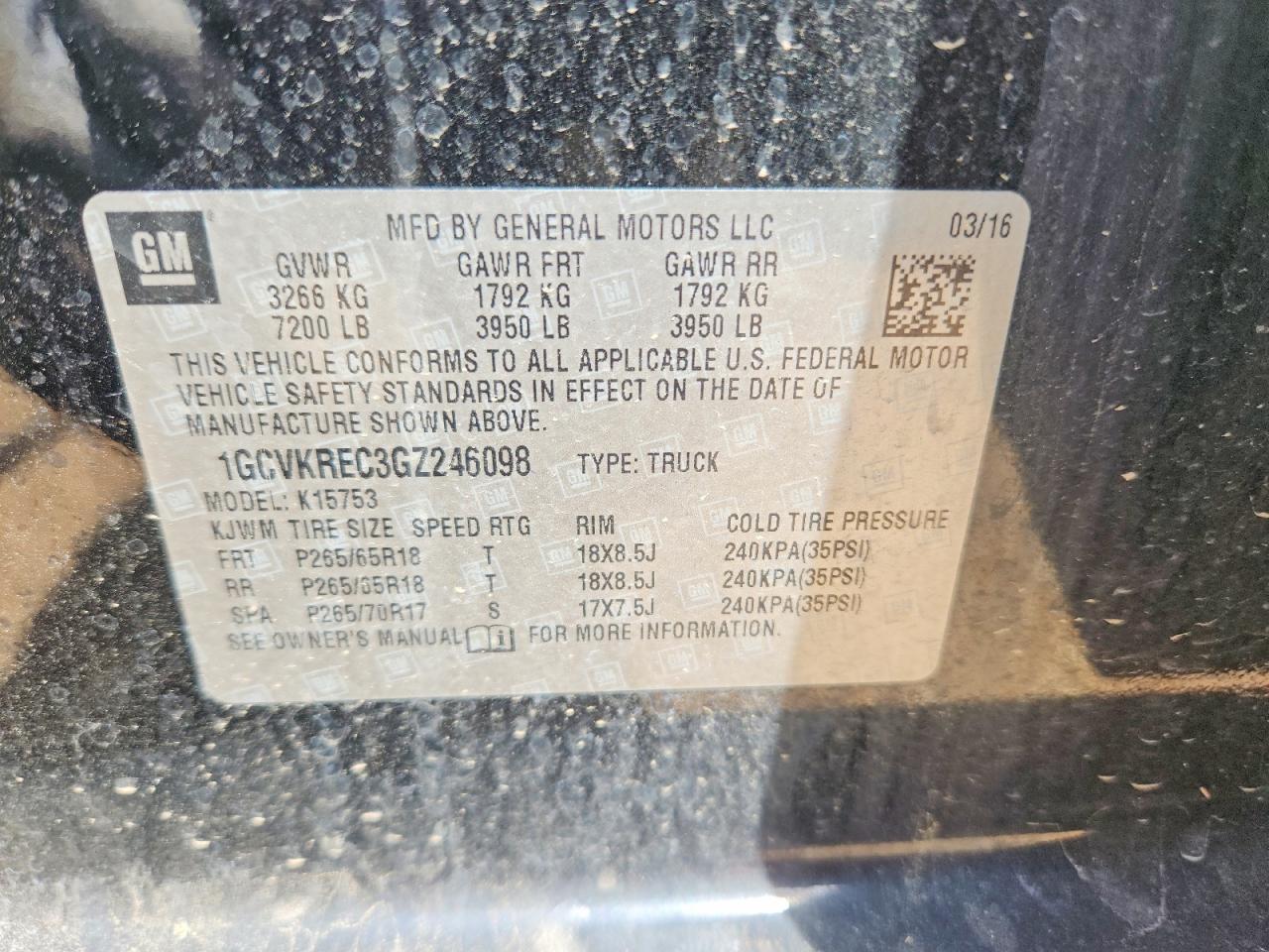 2016 CHEVROLET SILVERADO 1500