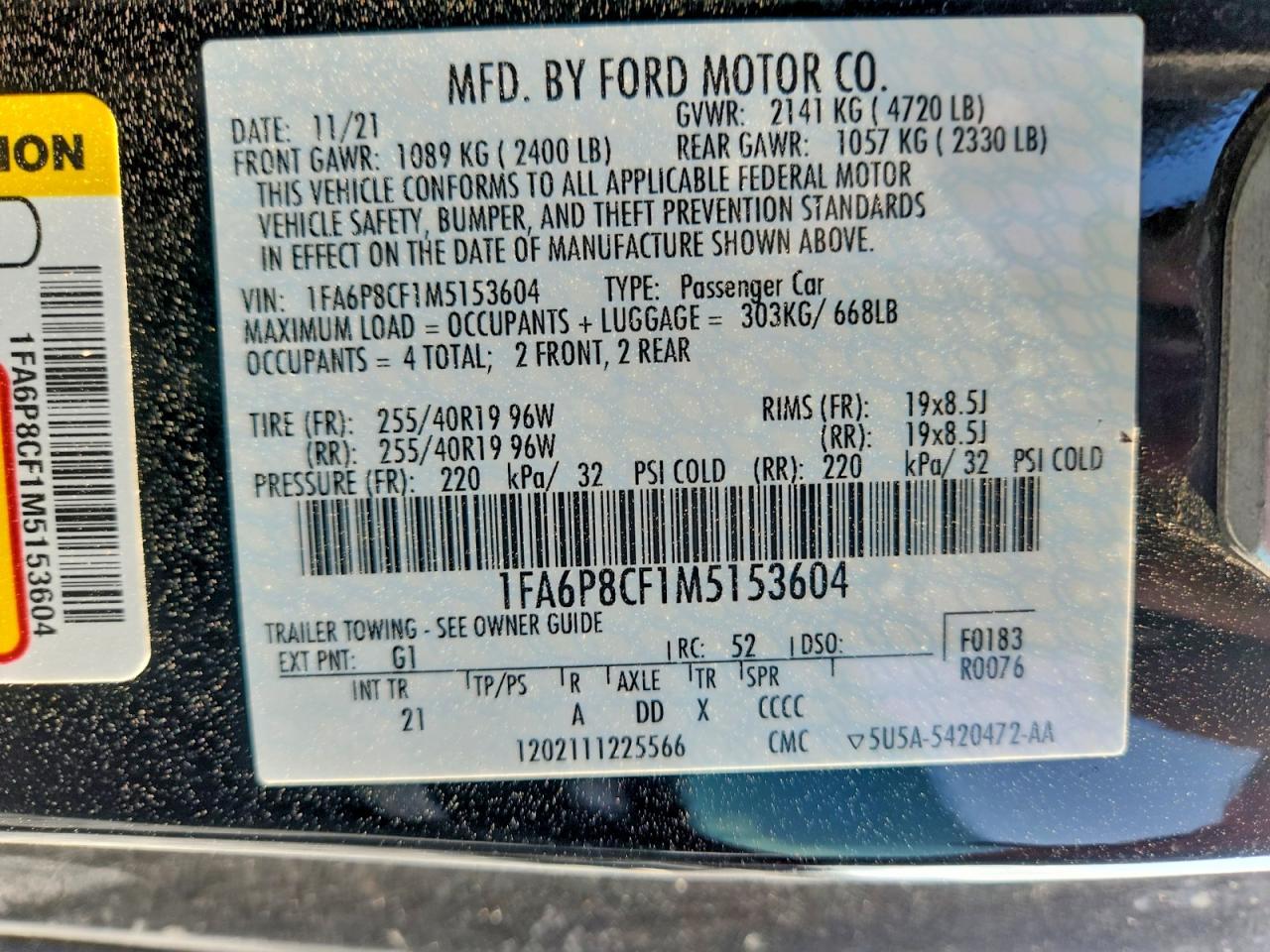 2021 FORD MUSTANG