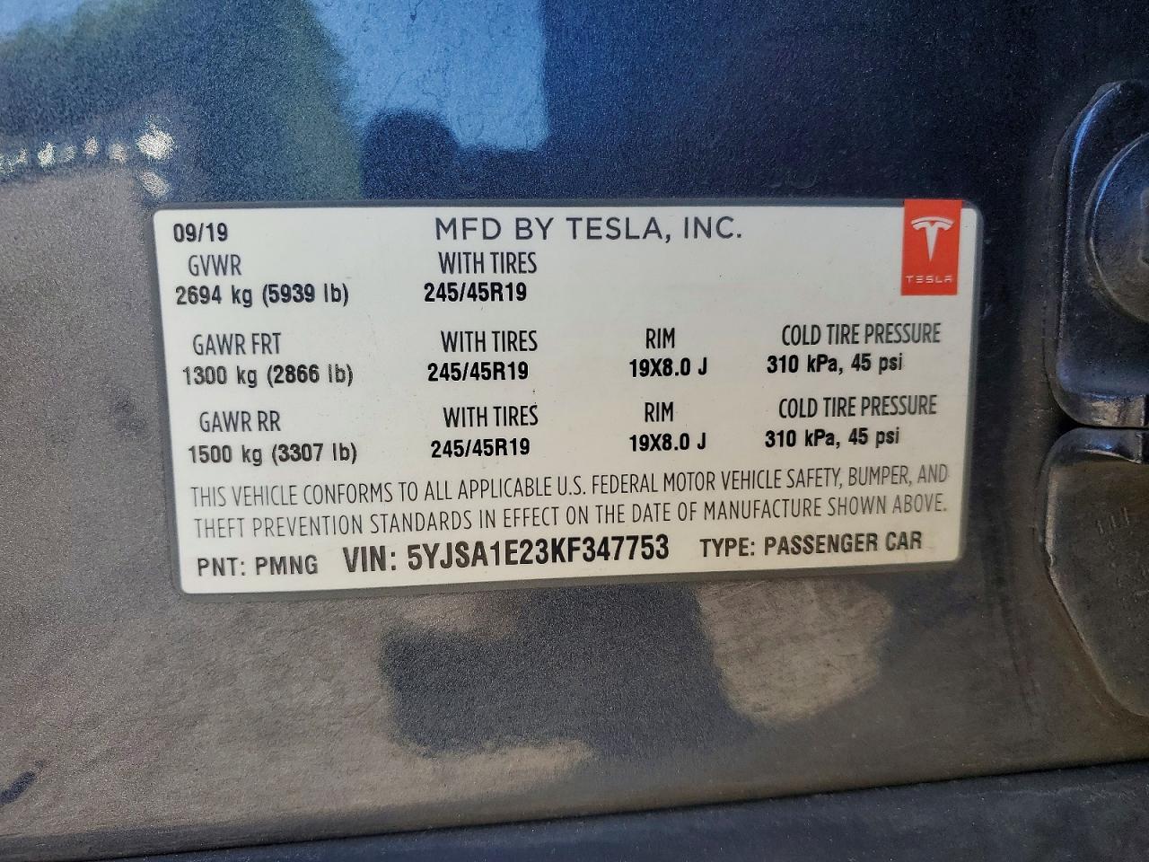 2019 TESLA MODEL S
