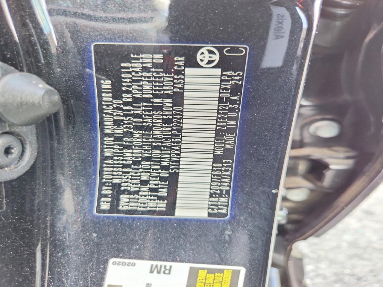 2020 TOYOTA COROLLA