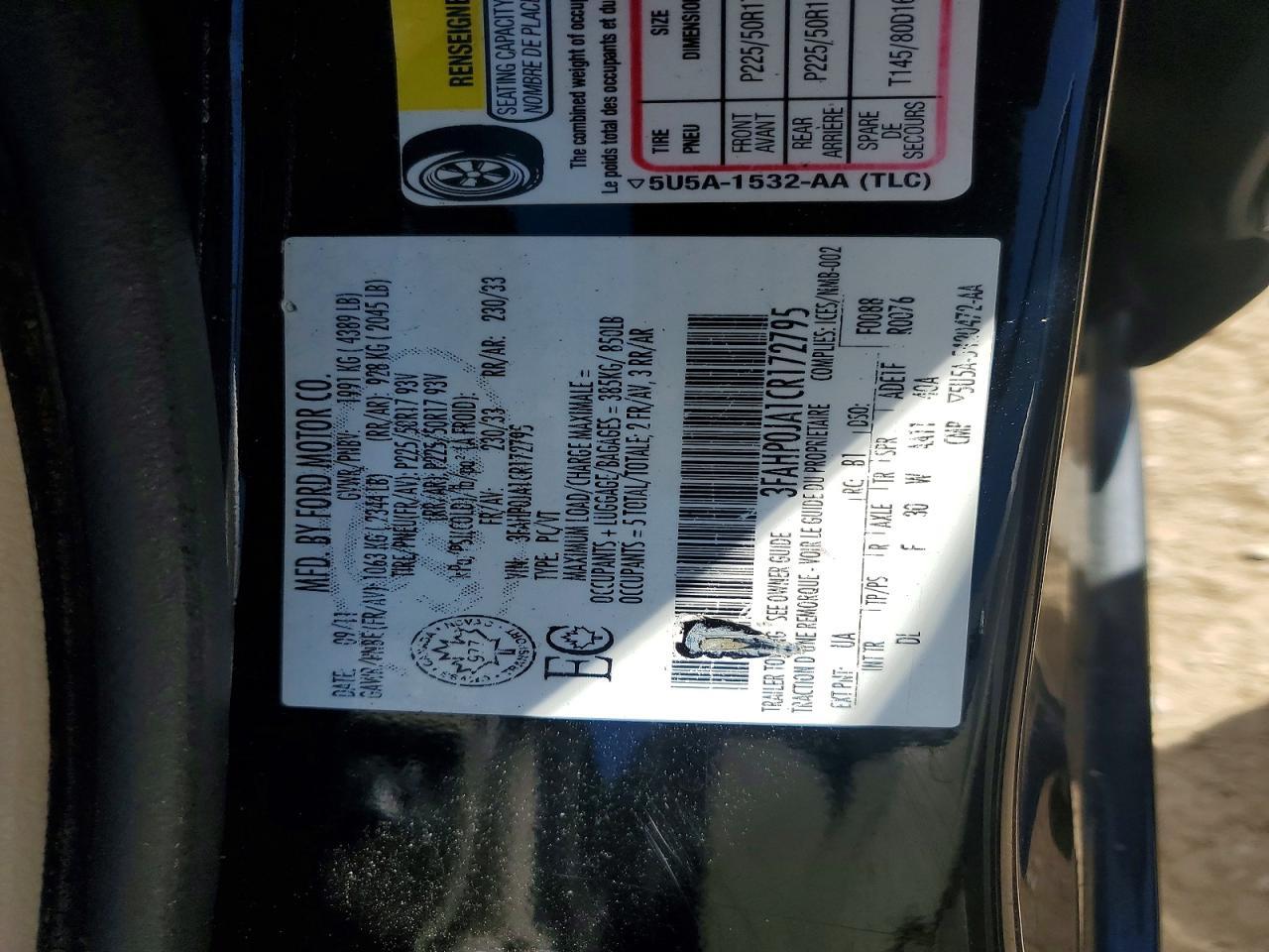 2012 FORD FUSION