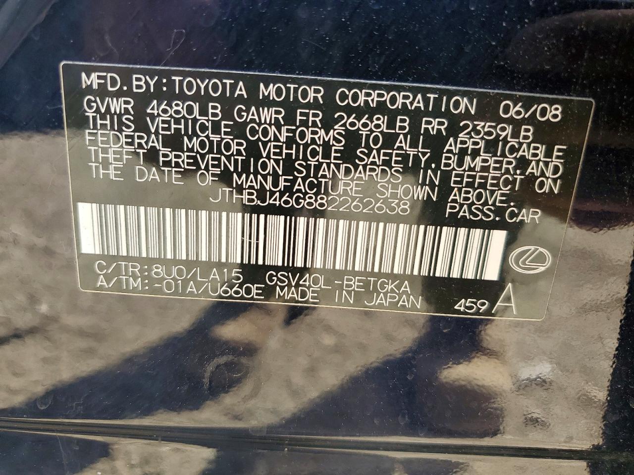 2008 LEXUS ES 350