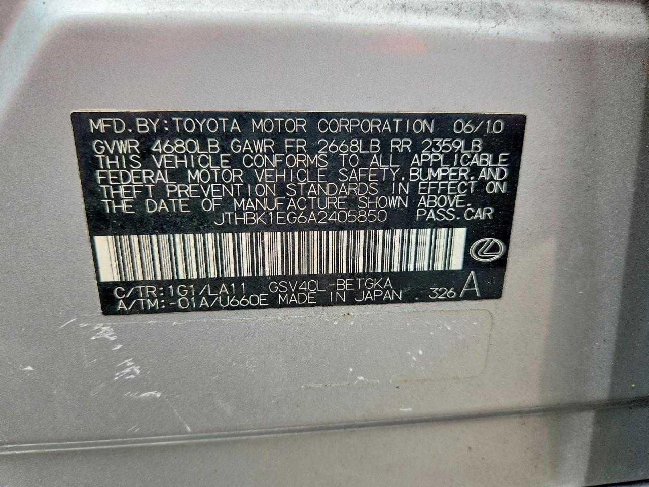 2010 LEXUS ES 350