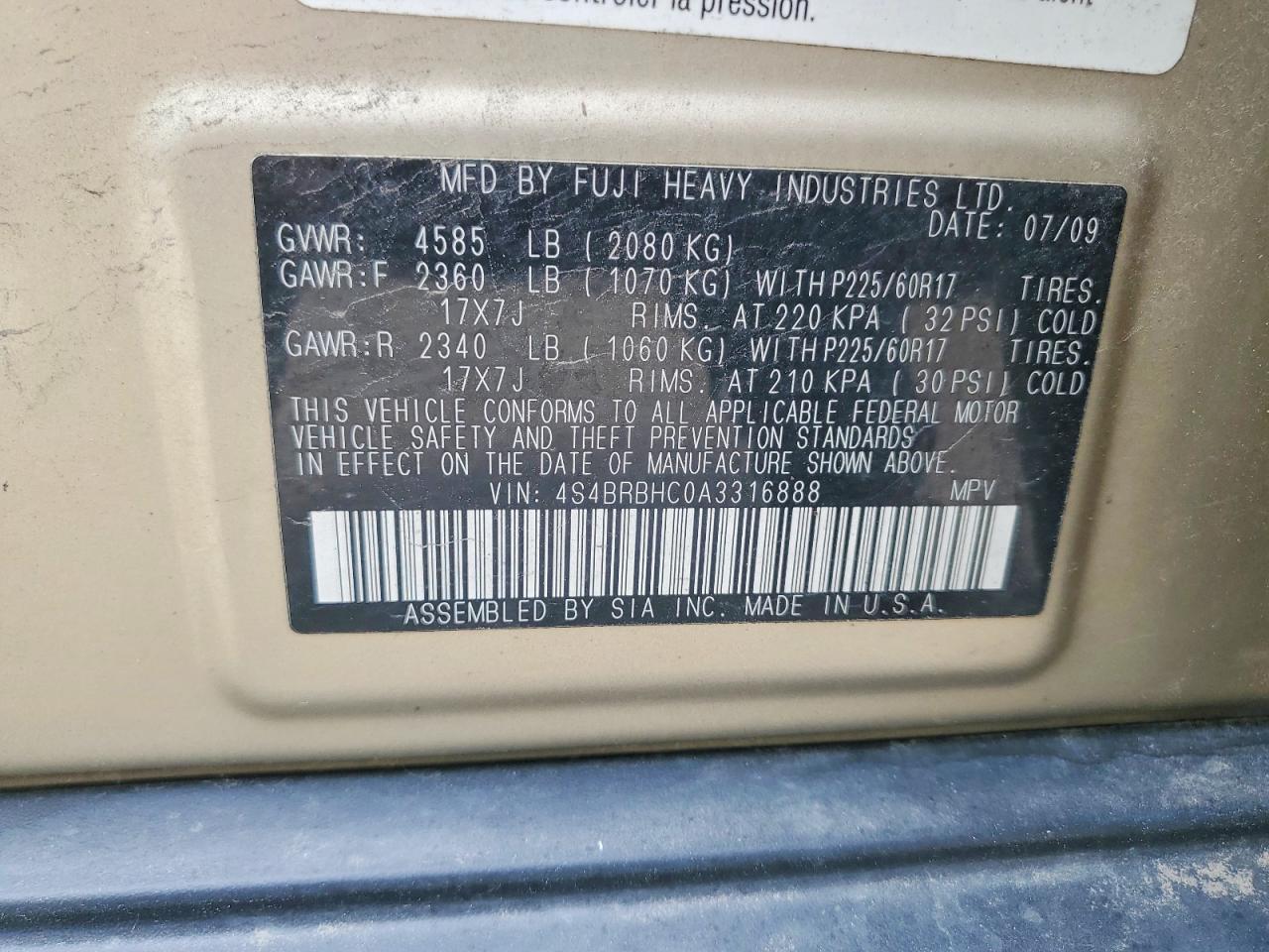 2010 SUBARU Outback