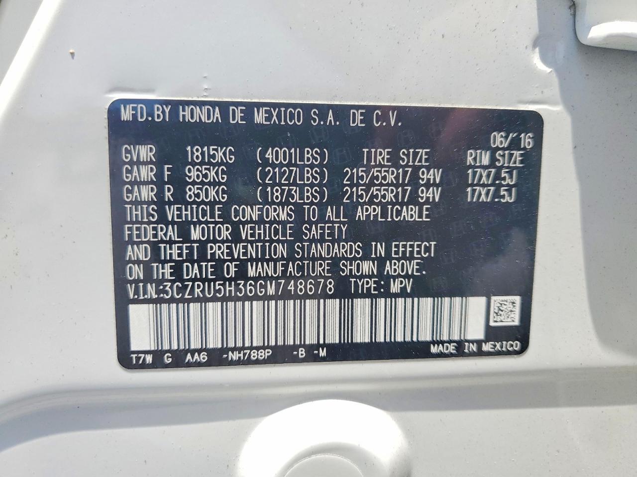 2016 HONDA HR-V