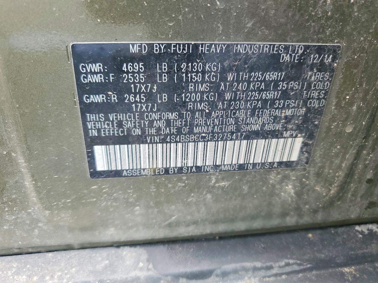 2015 SUBARU Outback
