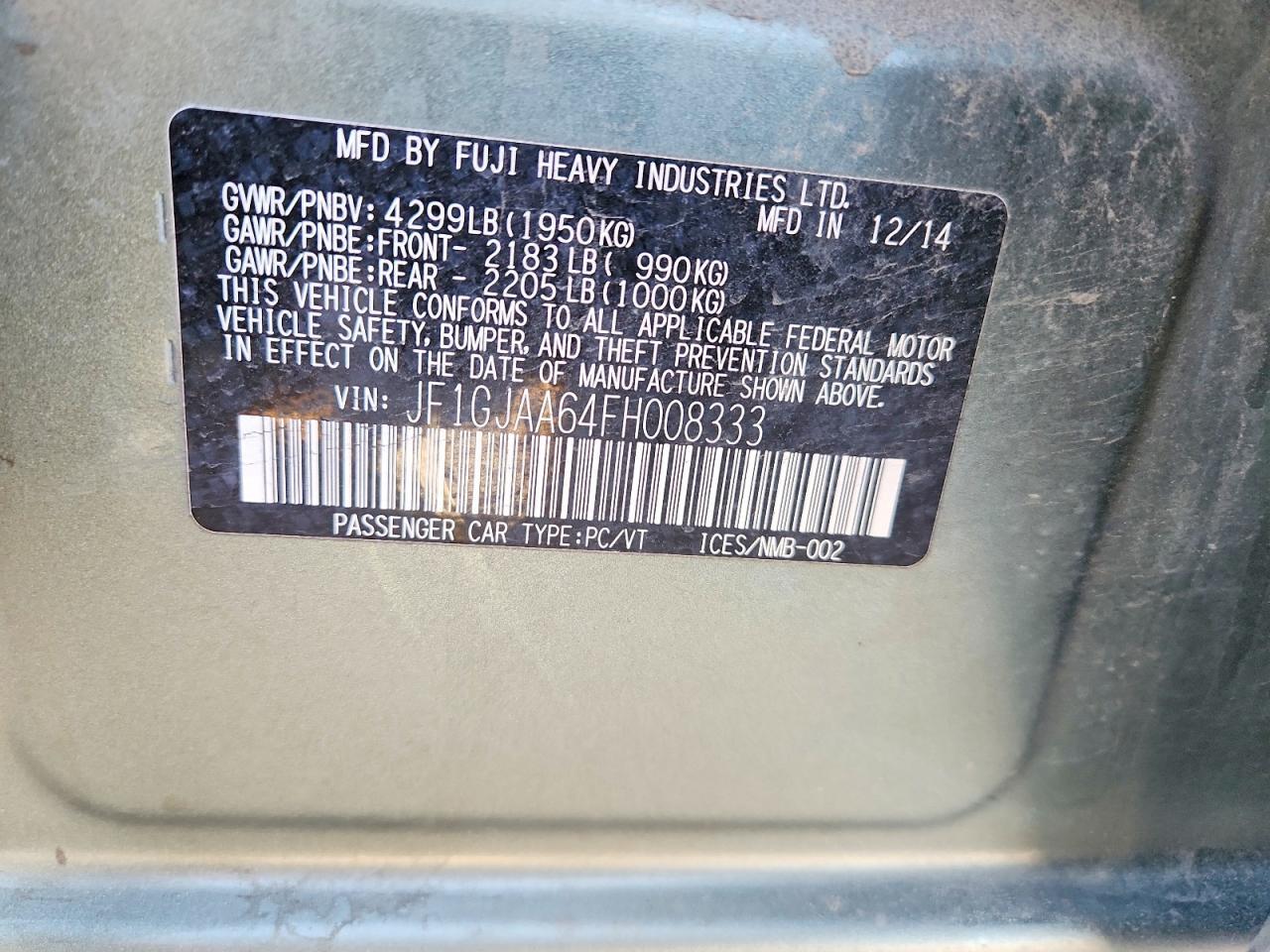 2015 SUBARU IMPREZA