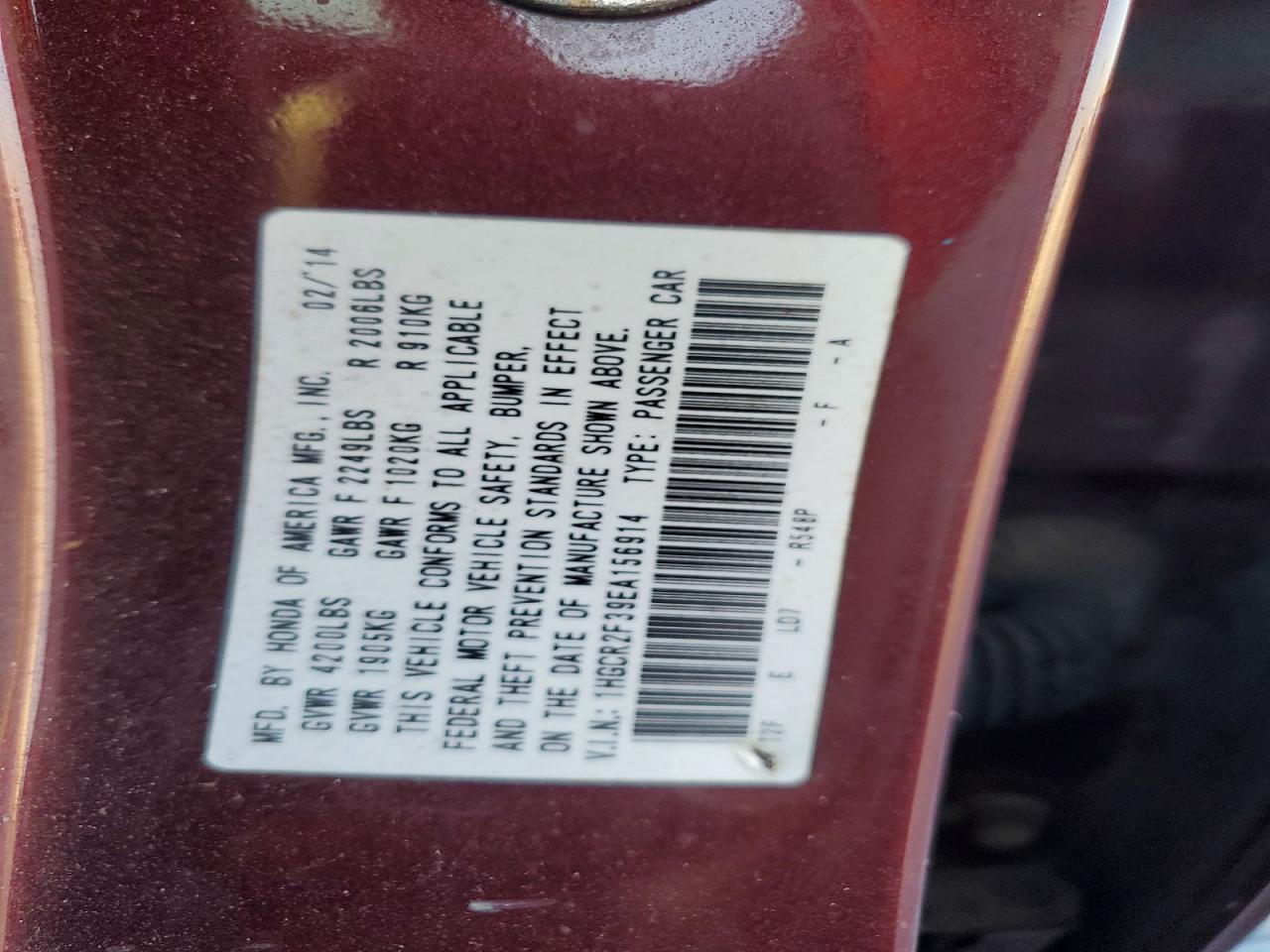 2014 HONDA ACCORD