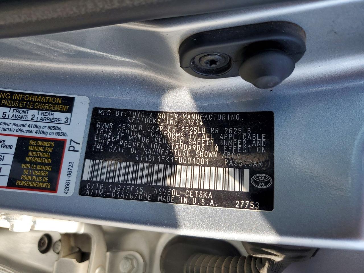 2015 TOYOTA CAMRY
