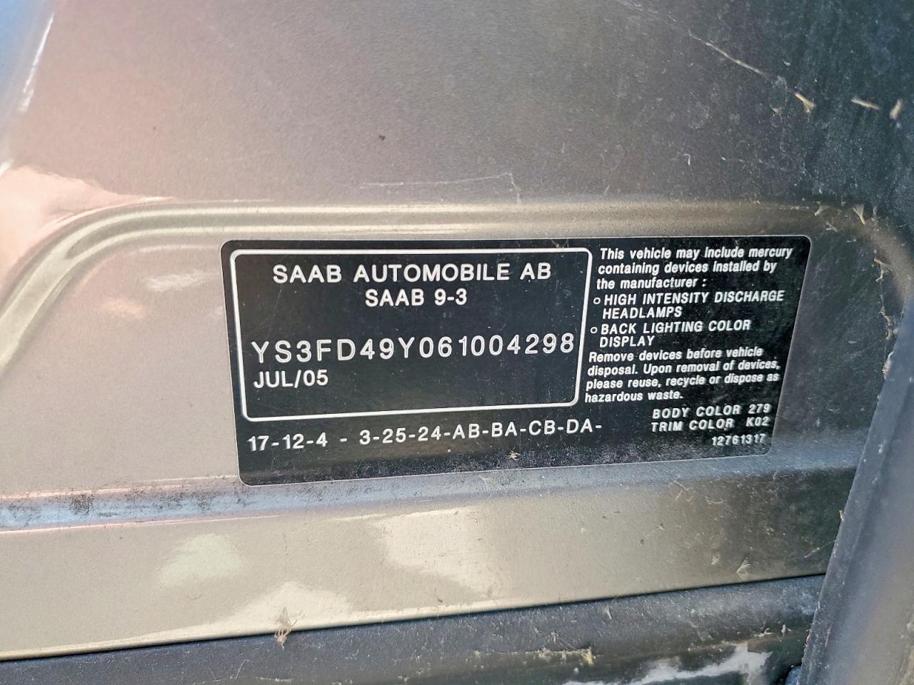 2006 SAAB 9-3