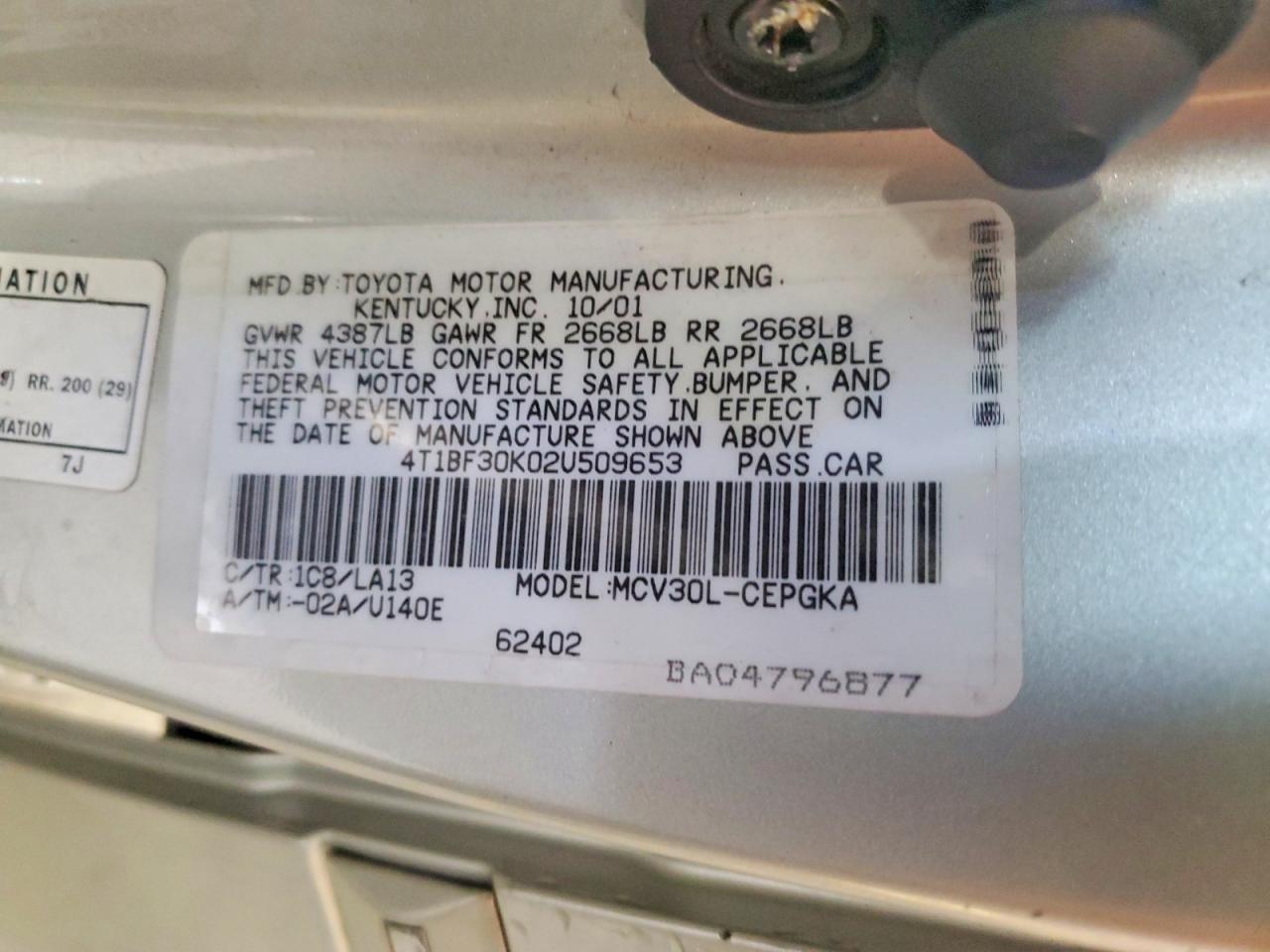 2002 TOYOTA CAMRY