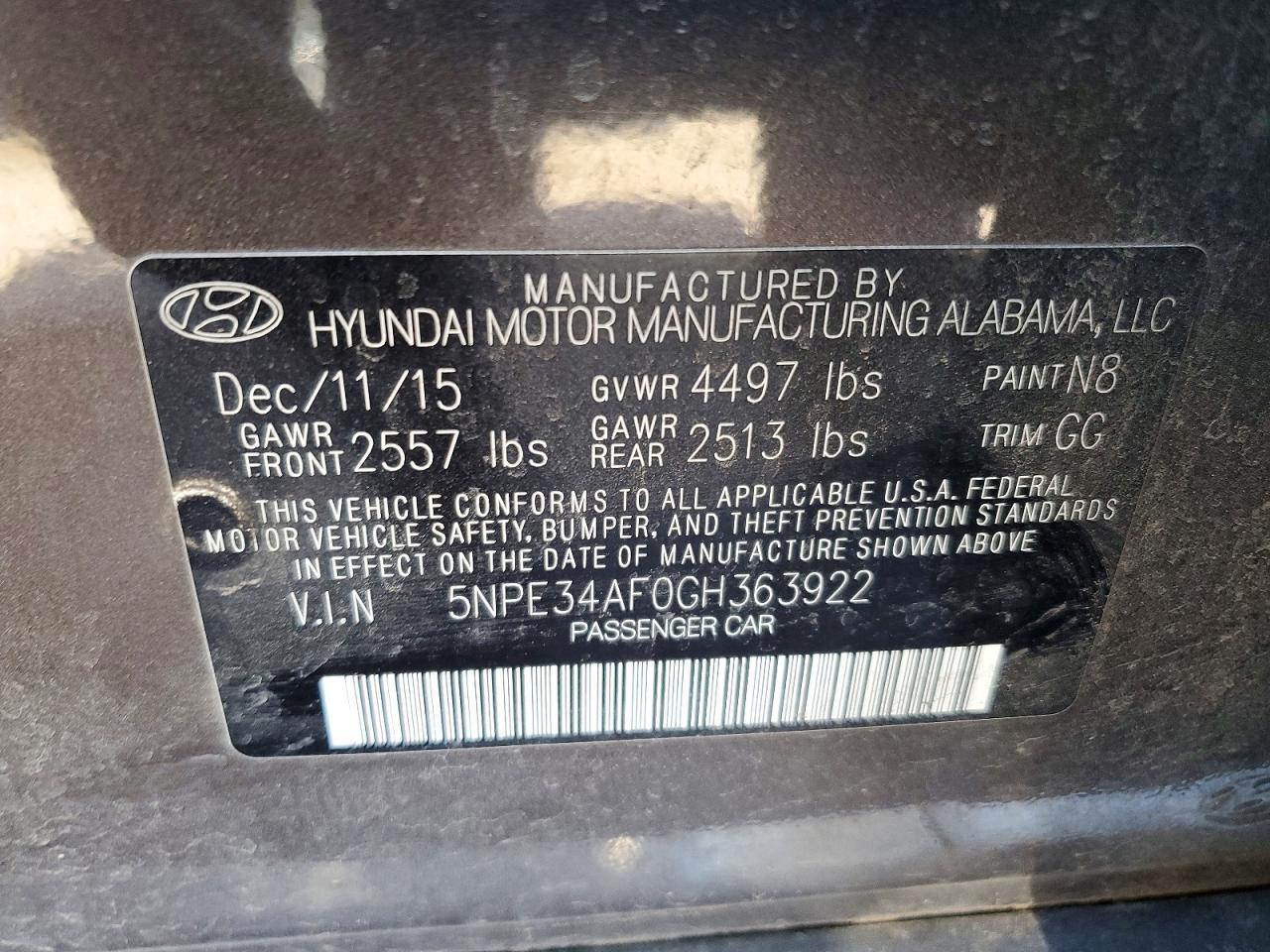 2016 HYUNDAI SONATA