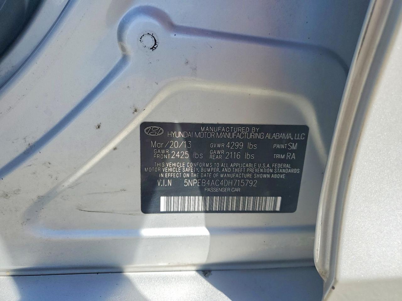 2013 HYUNDAI SONATA