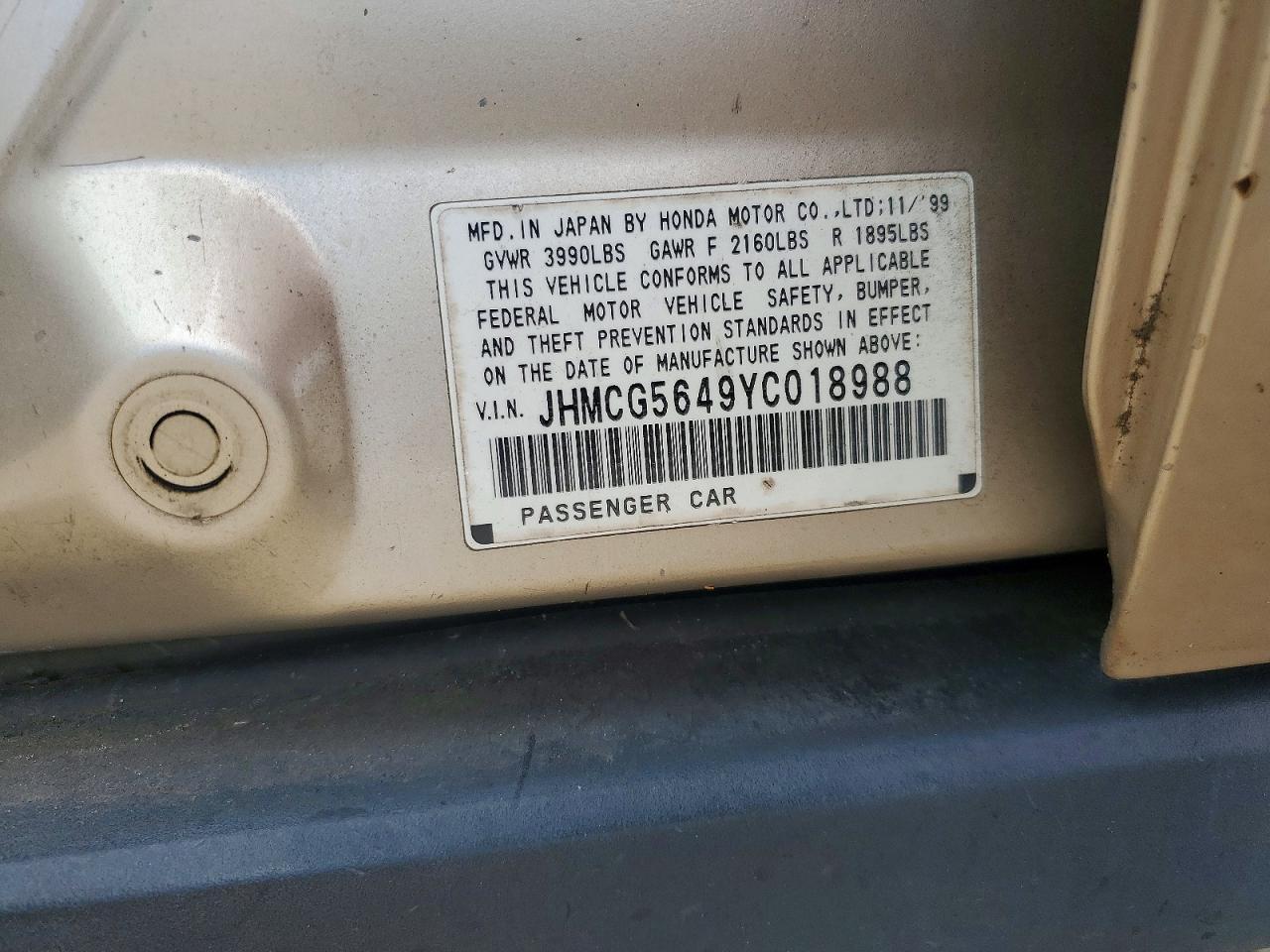 2000 HONDA ACCORD