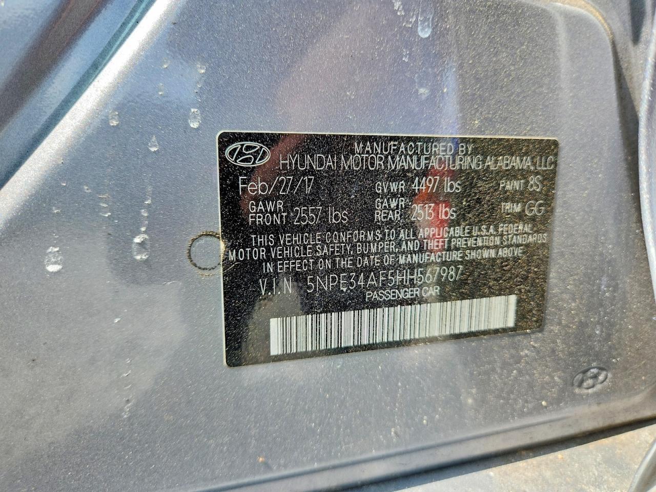 2017 HYUNDAI SONATA