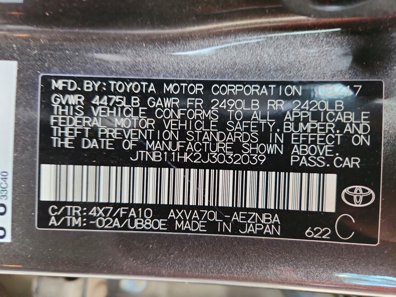 2018 TOYOTA CAMRY