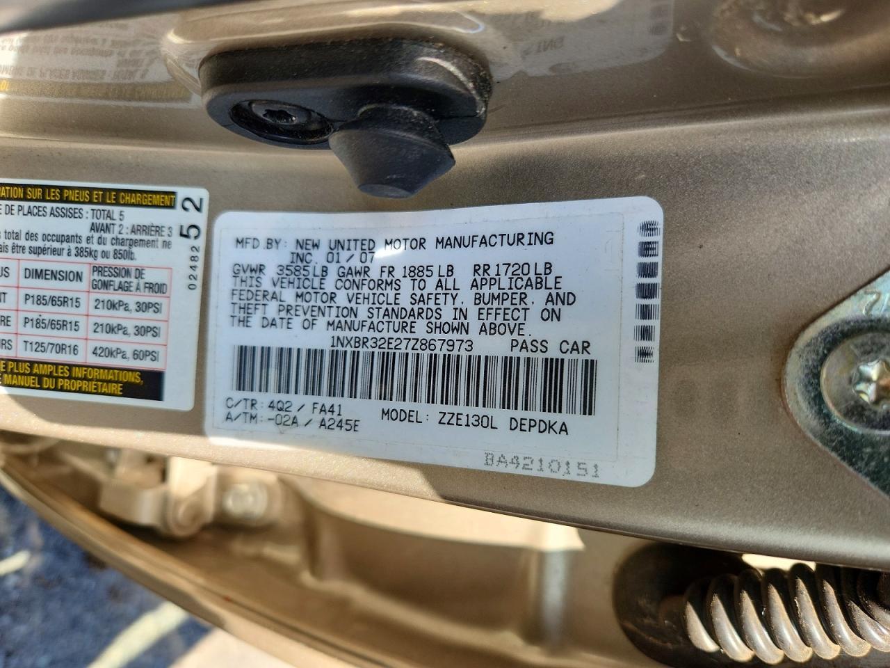 2007 TOYOTA COROLLA
