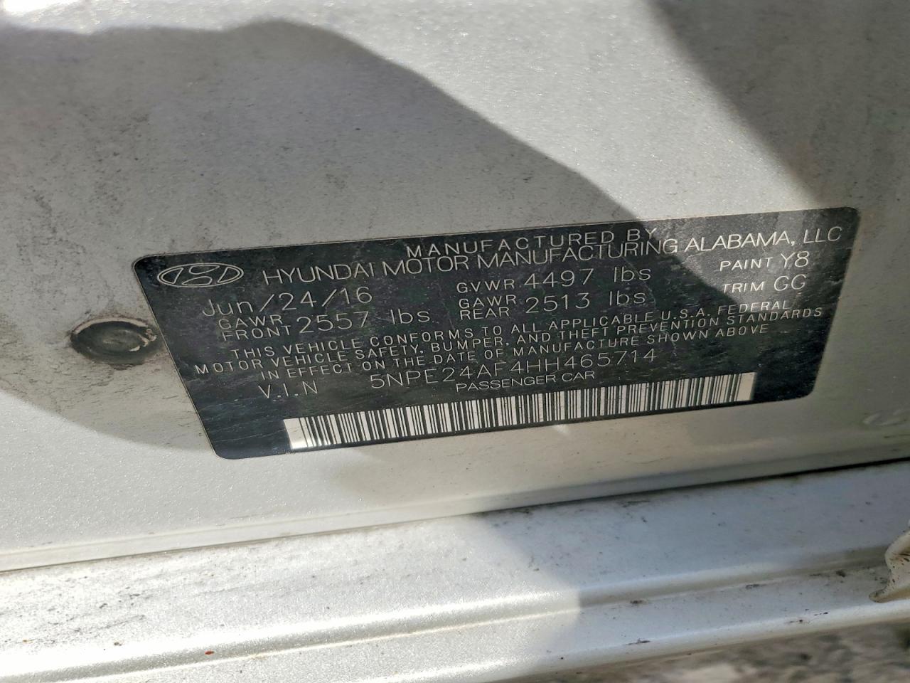 2017 HYUNDAI SONATA