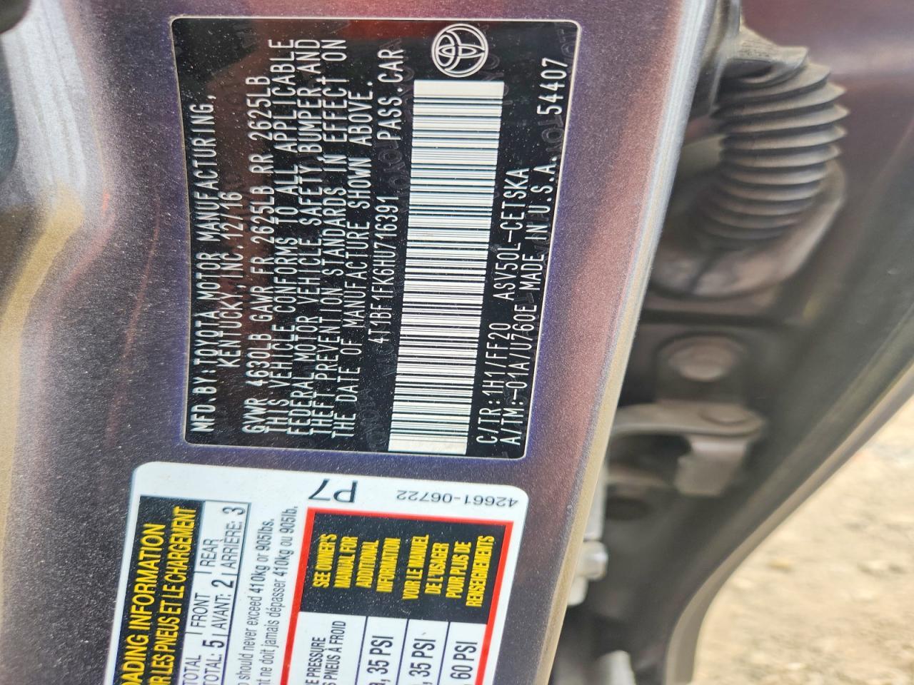 2017 TOYOTA CAMRY