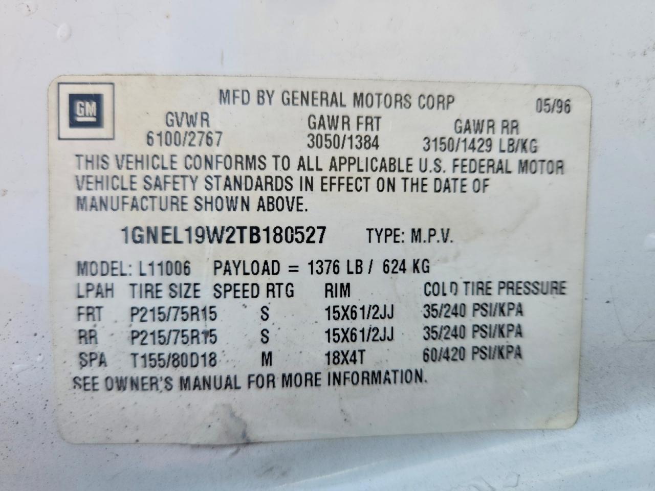 1996 CHEVROLET Astro