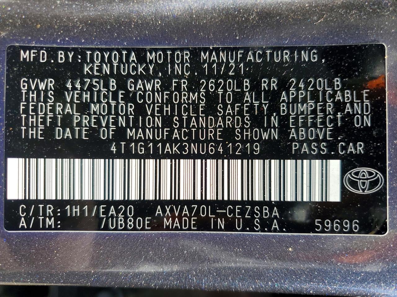 2022 TOYOTA CAMRY