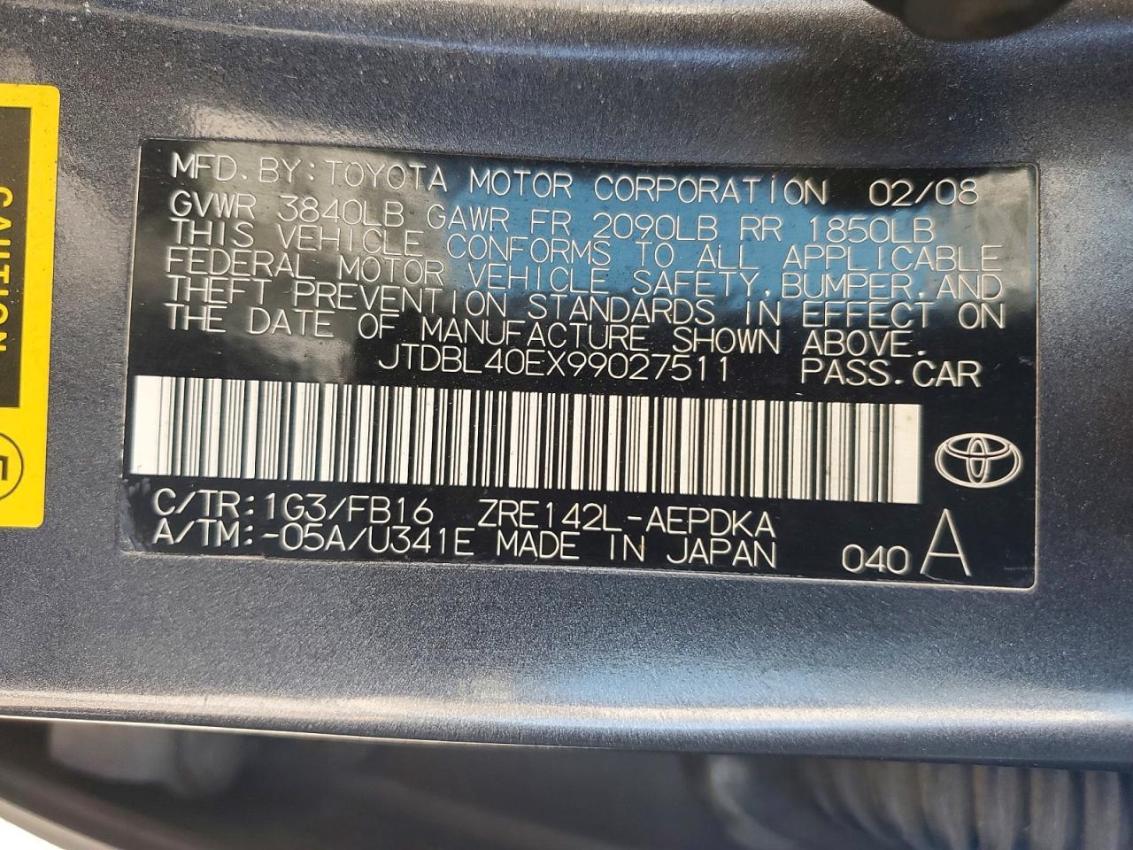 2009 TOYOTA COROLLA