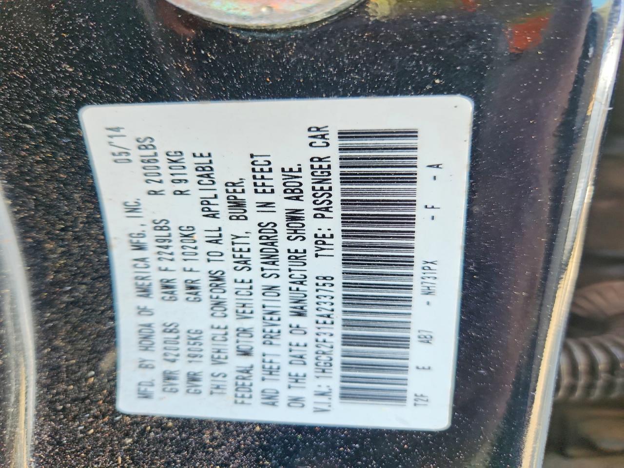 2014 HONDA ACCORD
