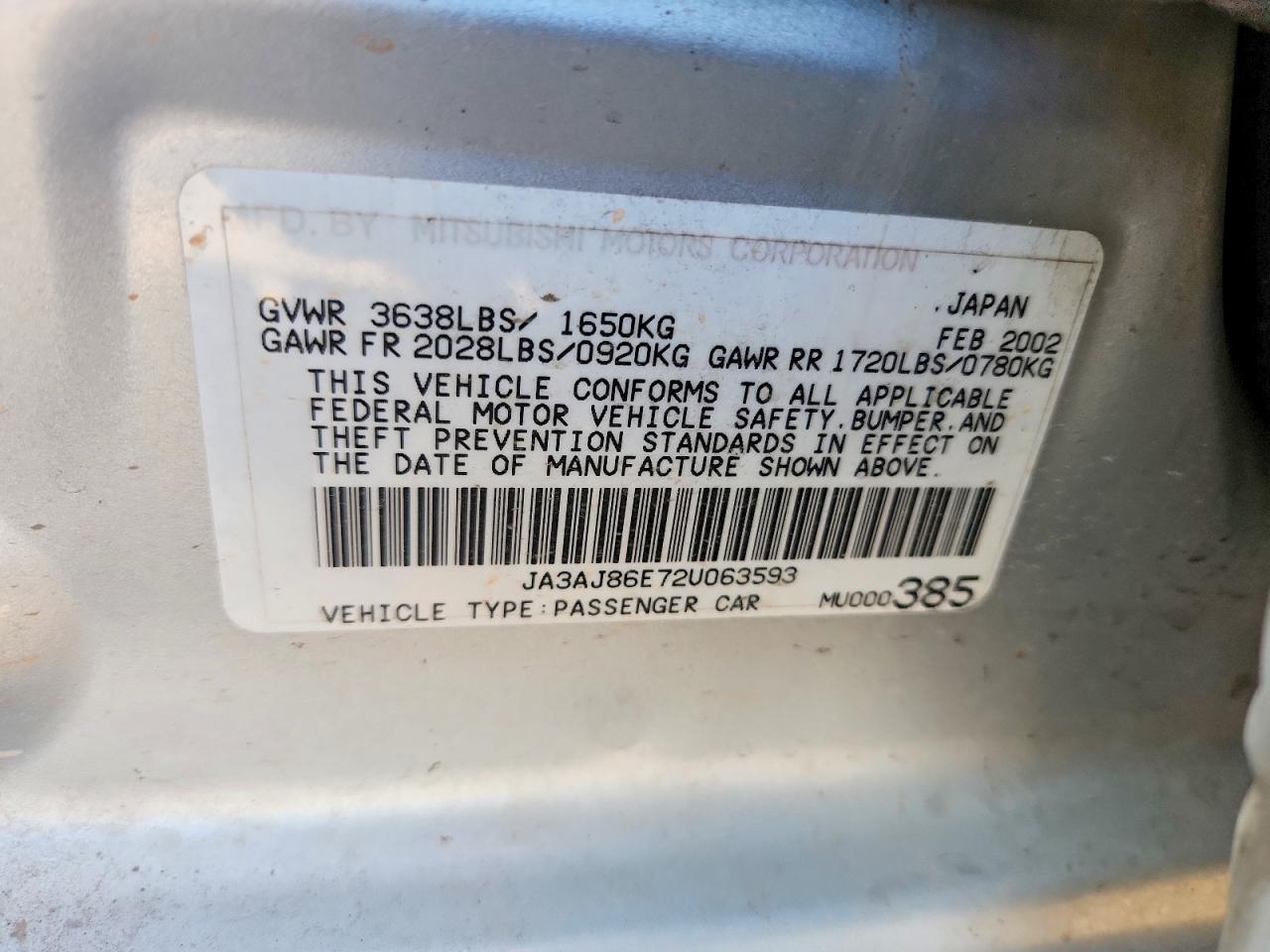 2002 MITSUBISHI LANCER