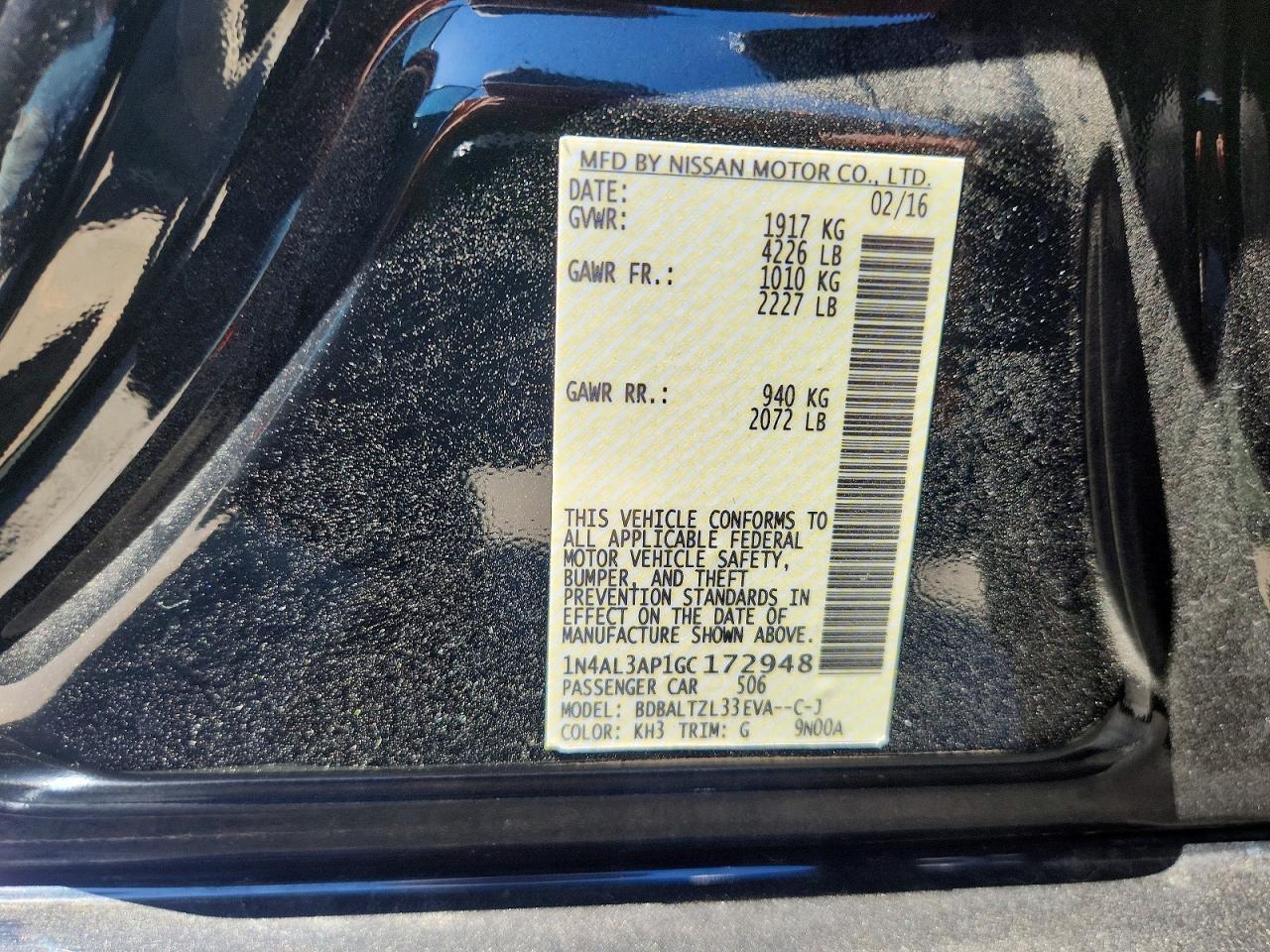 2016 NISSAN ALTIMA