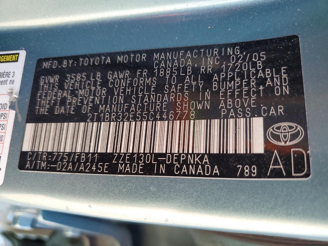 2005 TOYOTA COROLLA