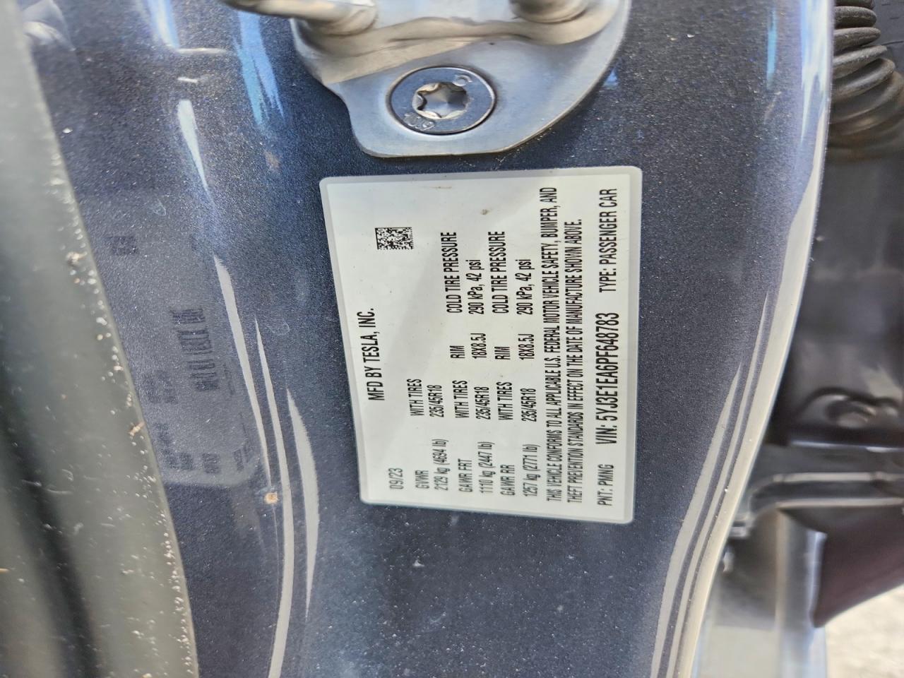 2023 TESLA MODEL 3