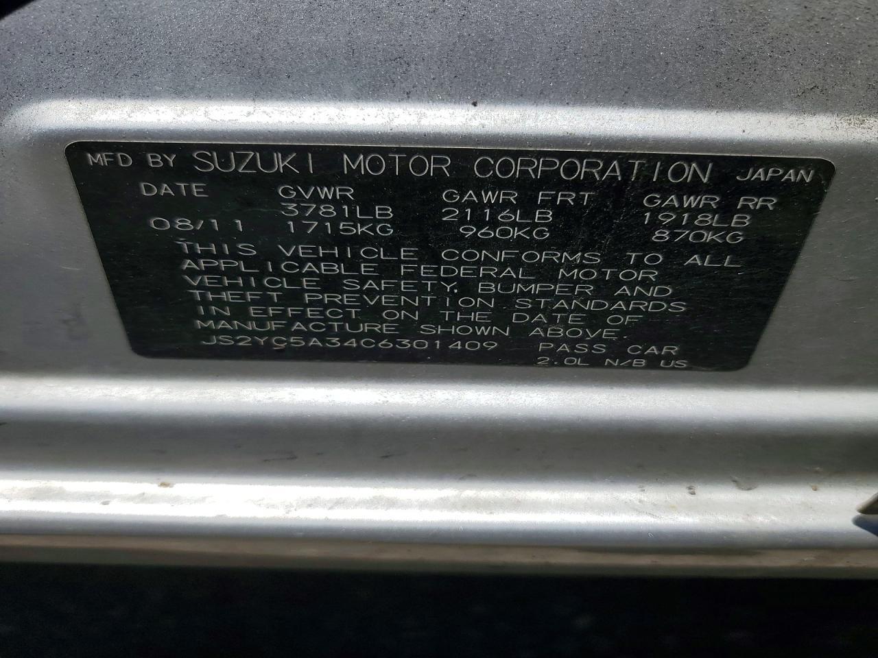 2012 SUZUKI SX4