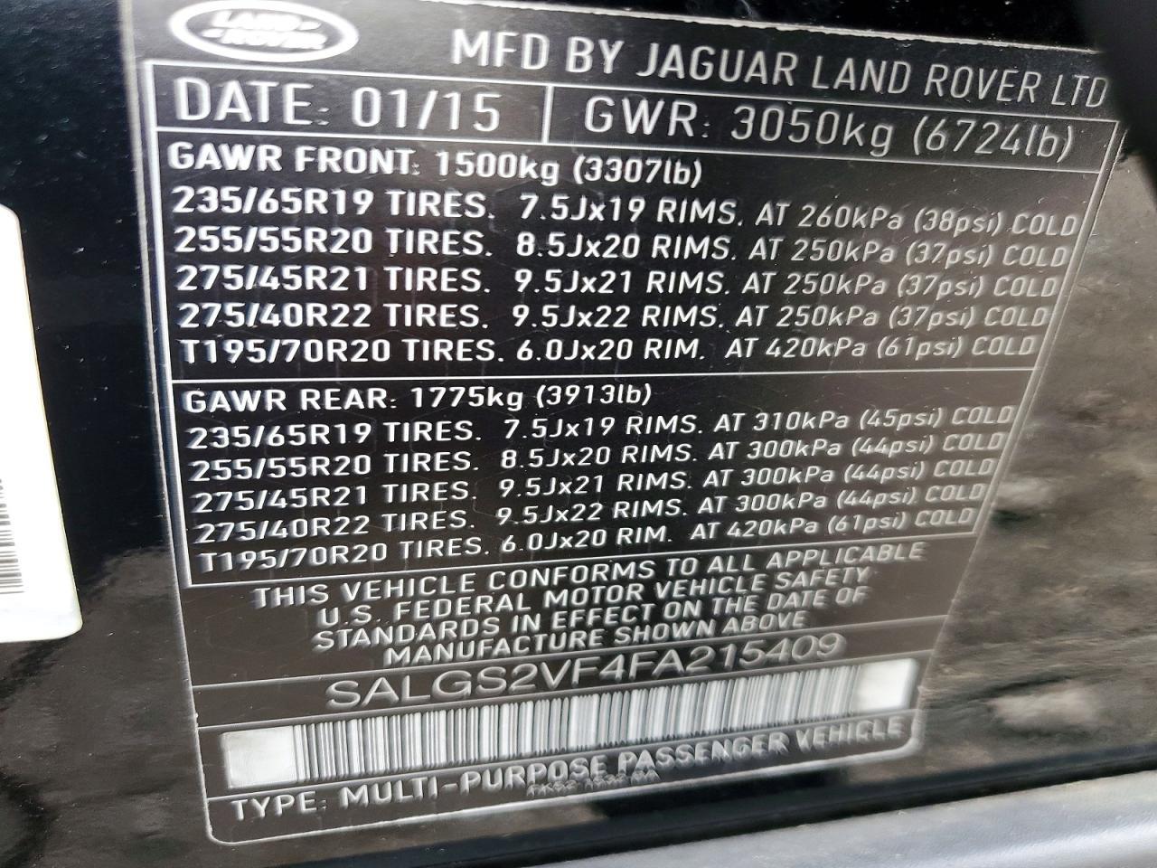 2015 LAND ROVER RANGE ROVER