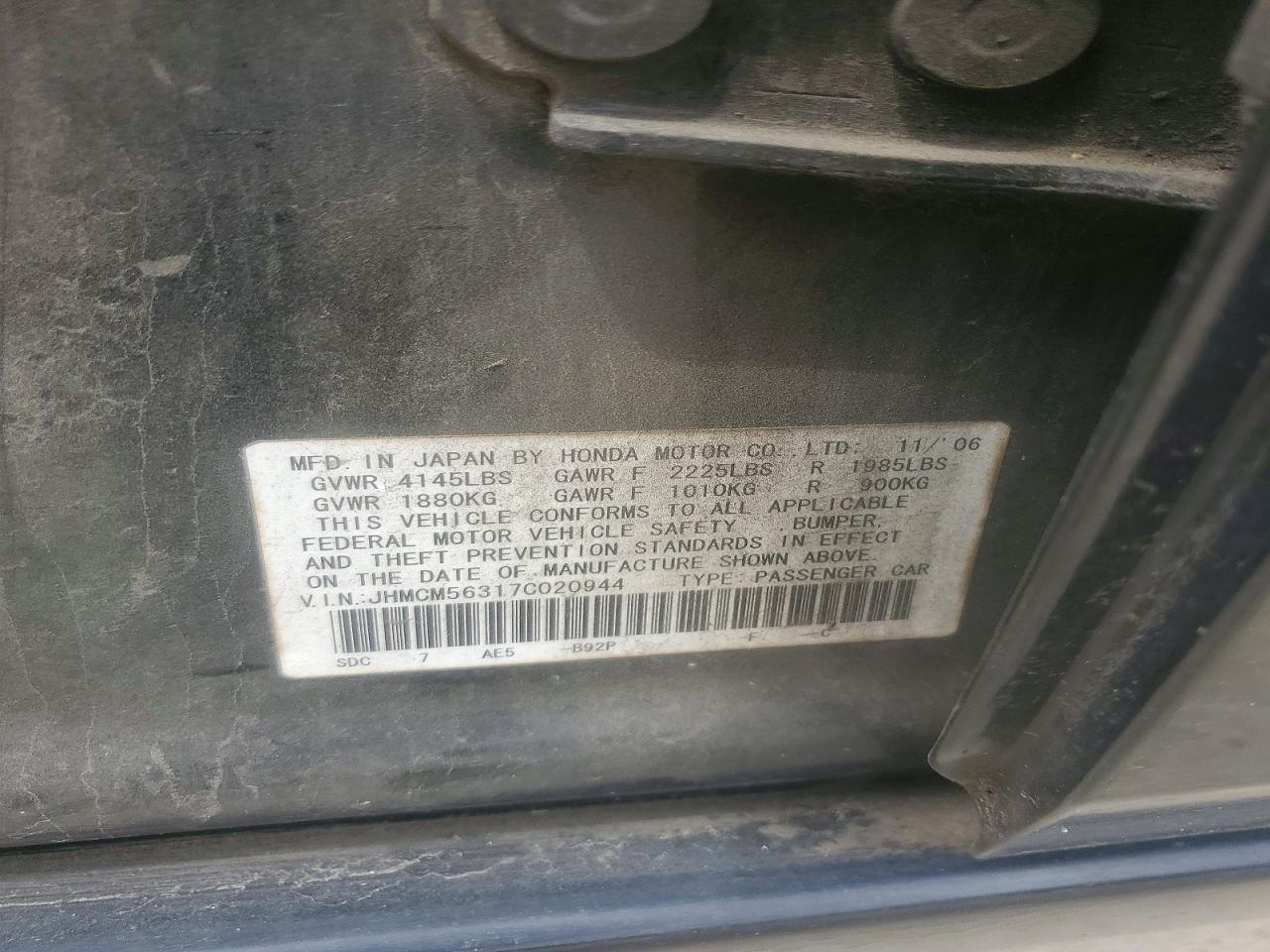 2007 HONDA ACCORD