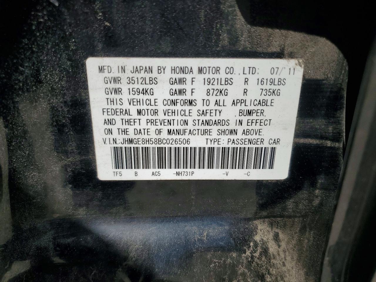 2011 HONDA FIT
